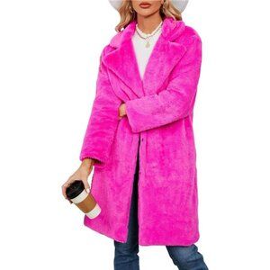 Women's Faux Fur Coat Fuzzy Warm Winter Pink